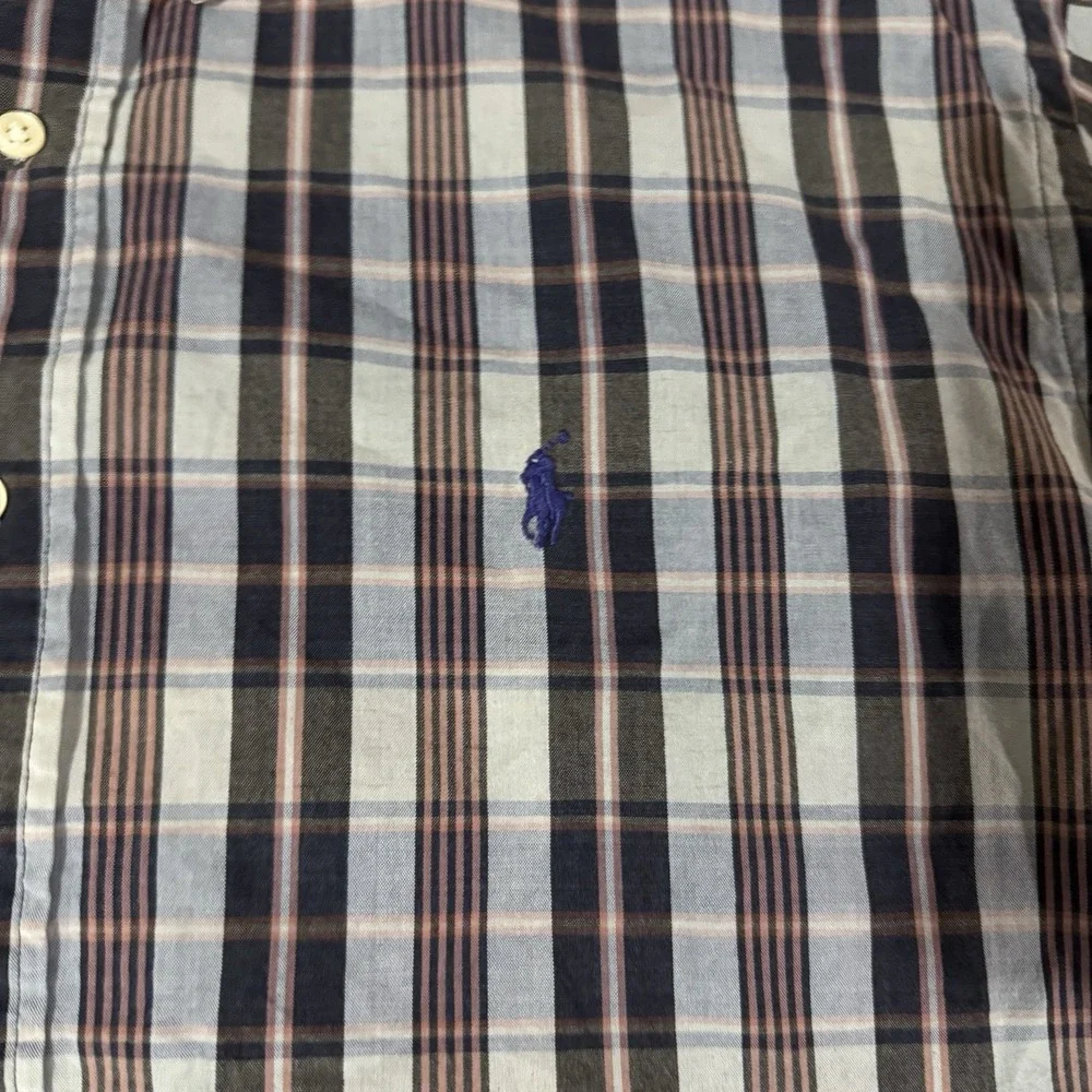 VTG‎ Polo Ralph Lauren Classic Fit S/S Button Down Shirt Blue Plaid Men's Sz XL - Picture 6 of 8